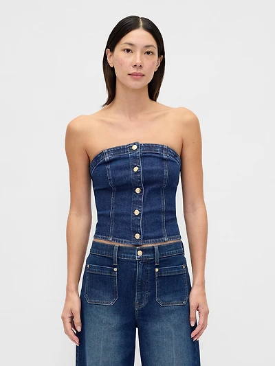 Denim Strapless Crop Vest