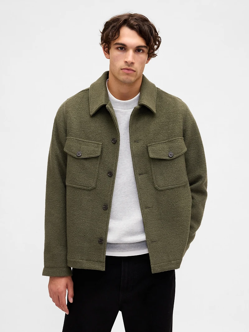 Wool-Blend Relaxed Shirt Jacket