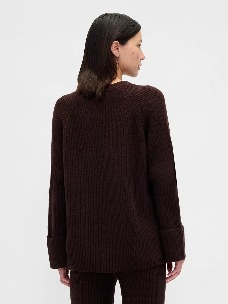 CashSoft Shaker-Stitch Boyfriend Sweater