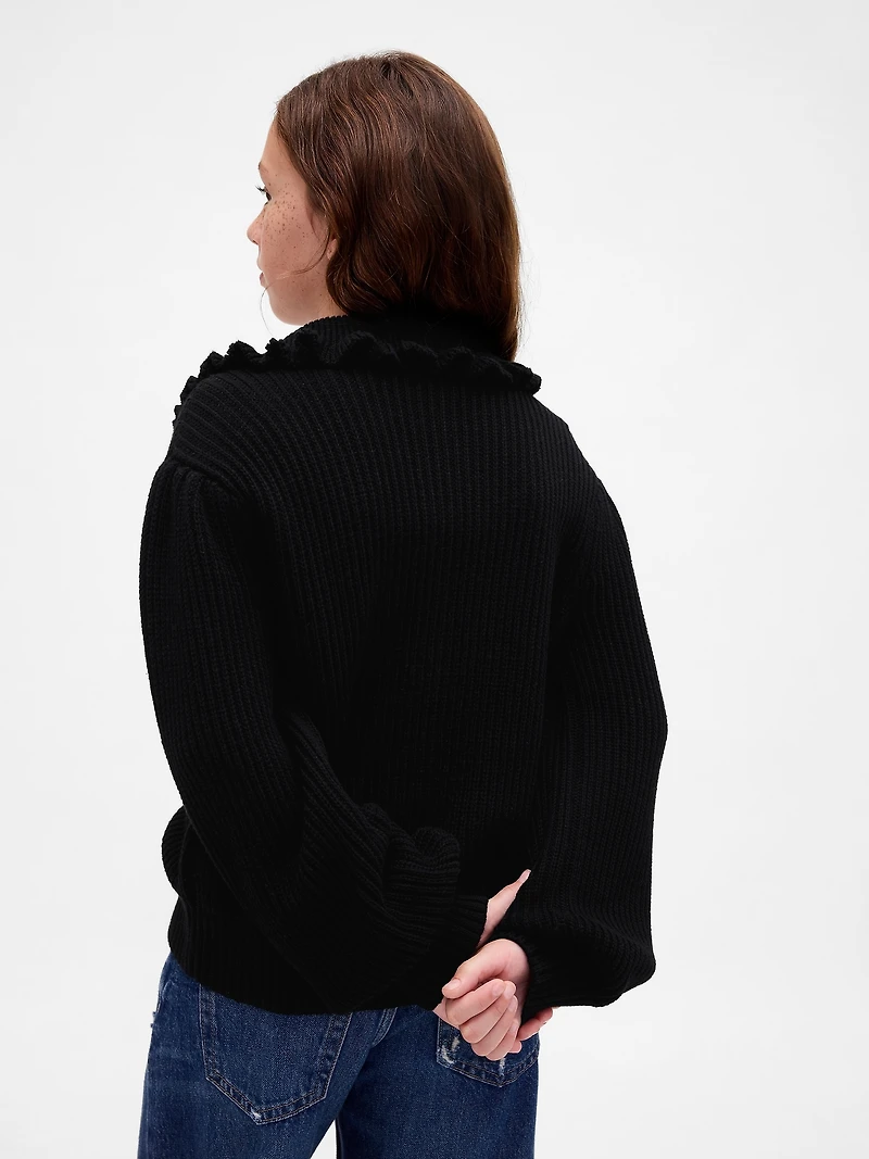 Kids Ruffle Collar Cardigan