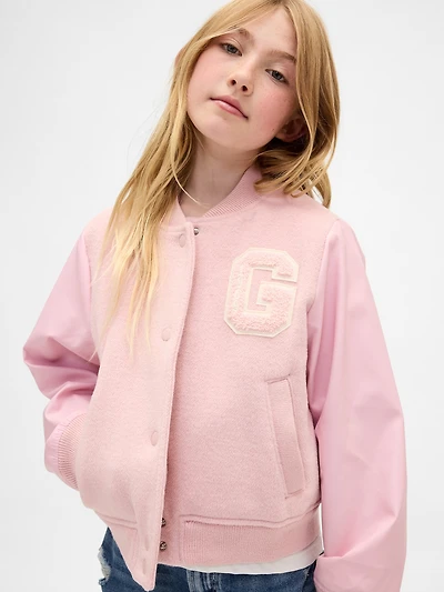 Kids Wool-Blend Varsity Bomber Jacket