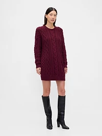 Cable-Knit Mini Sweater Dress