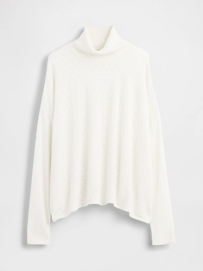 Oversized Pointelle Turtleneck