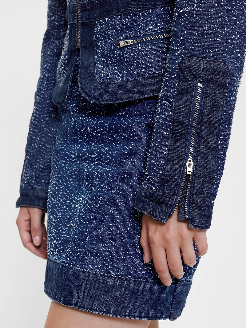 GapStudio Denim Tweed Fringe Jacket
