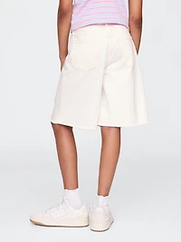 Kids Mid Rise Longline Denim Shorts