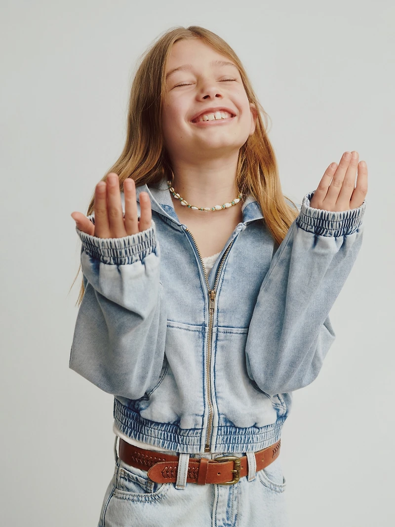 Kids Knit Denim Zip Hoodie