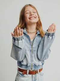 Kids Knit Denim Zip Hoodie