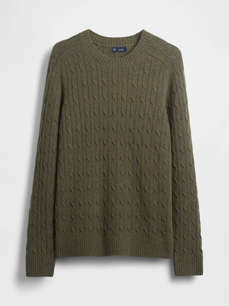 Merino Wool-Blend Cable-Knit Sweater