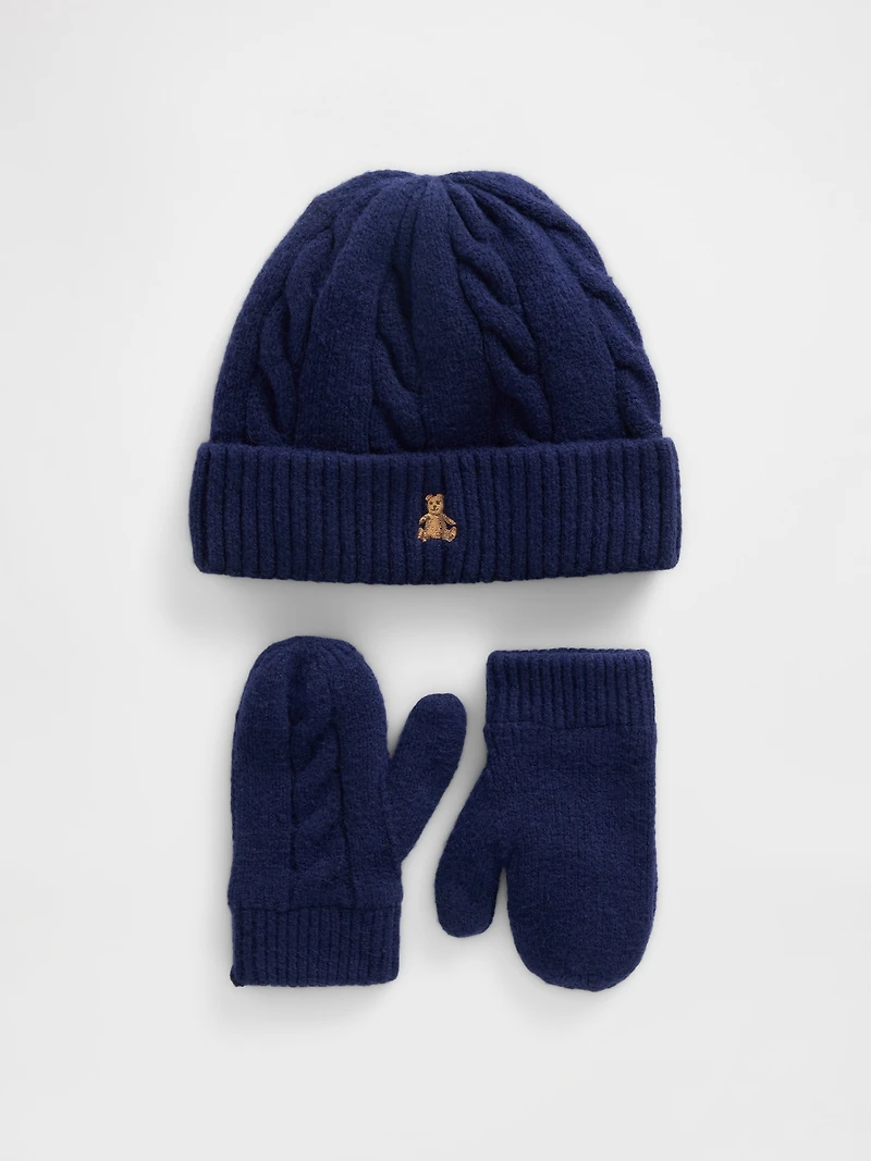 Baby & Toddler CashSoft Cable-Knit Beanie Mittens Set