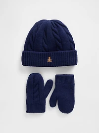 Baby & Toddler CashSoft Cable-Knit Beanie Mittens Set