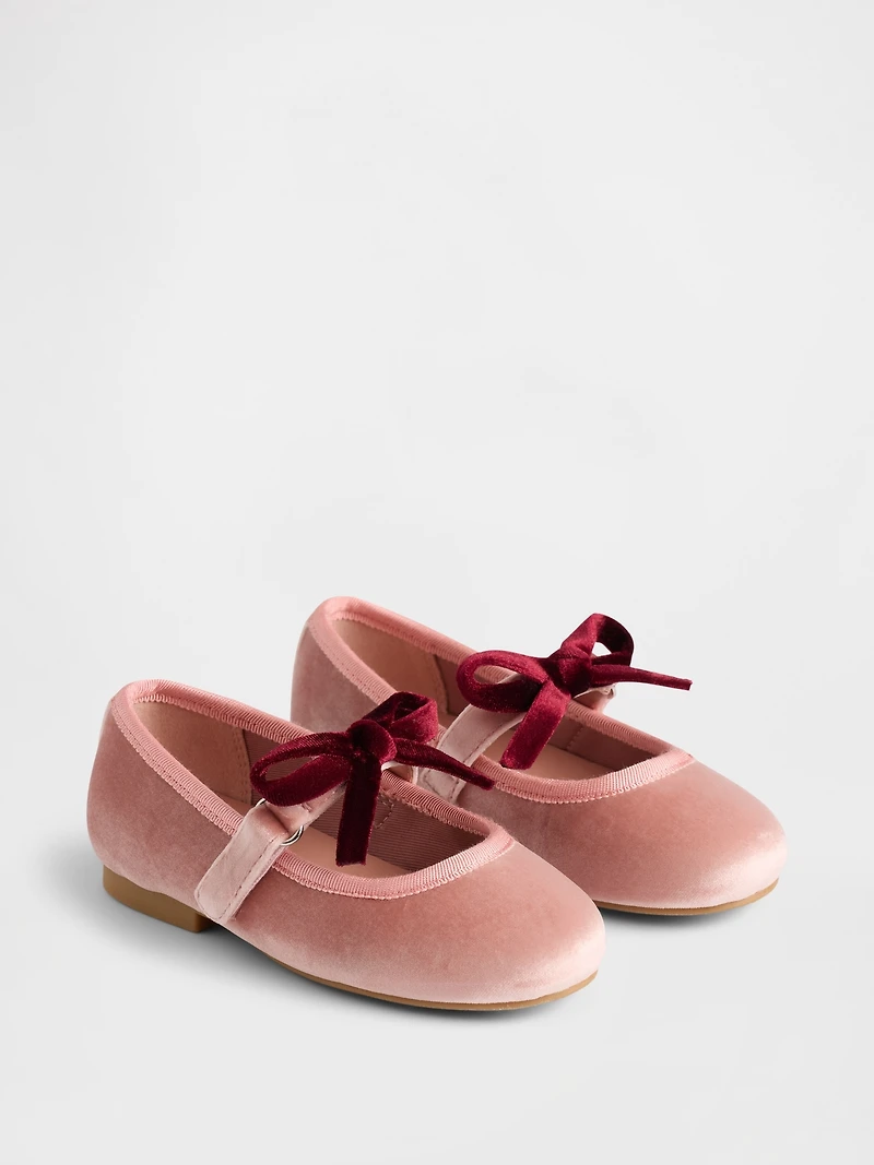 Toddler Velvet Bow Mary Jane Flats