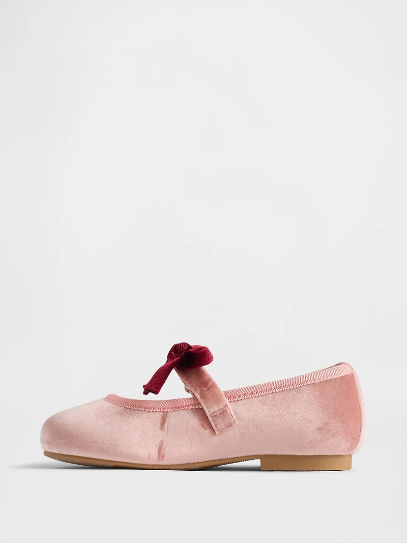 Toddler Velvet Bow Mary Jane Flats