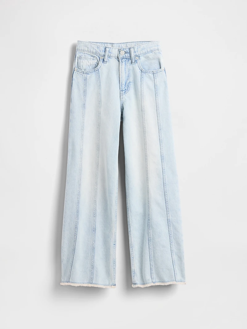 Kids Low Rise Stride Seamed Wide-Leg Jeans