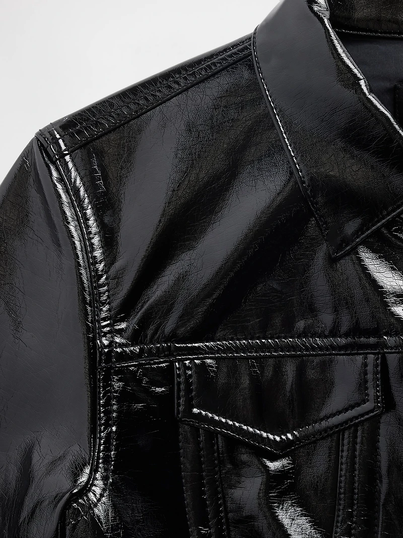 GapStudio Vegan Patent Leather Crop Jacket