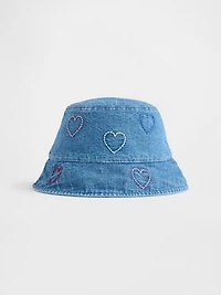 Baby Denim Embroidered Heart Bucket Hat
