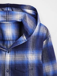 Kids Organic Cotton Hooded Flannel Shirt