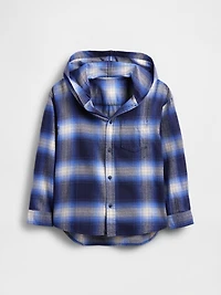 Kids Organic Cotton Hooded Flannel Shirt