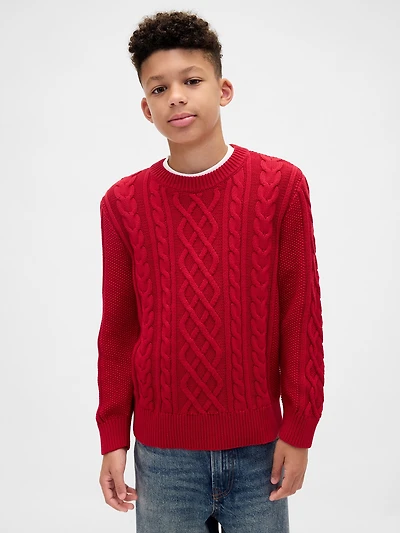 Kids Cable-Knit Crewneck Sweater