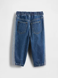 Baby & Toddler Two-Tone Pull-On Barrel Jeans