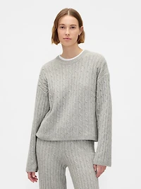 CashSoft Cable-Knit Crewneck Sweater