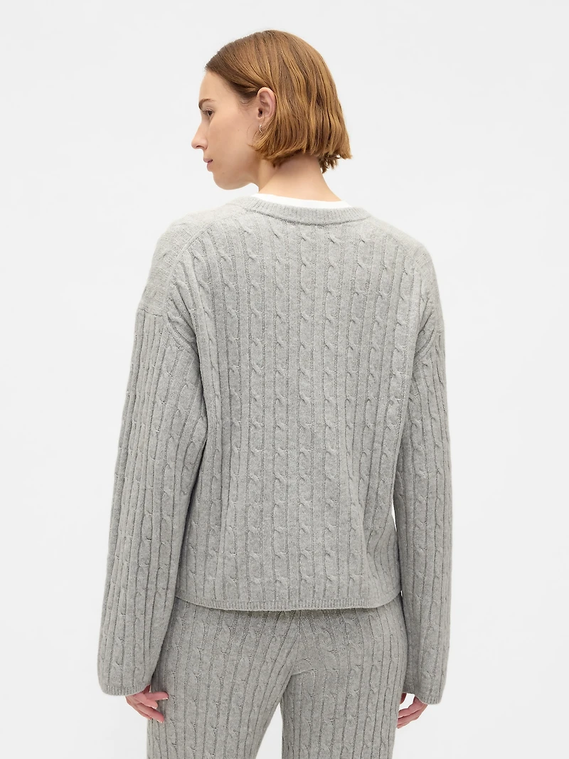 CashSoft Cable-Knit Crewneck Sweater