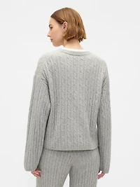 CashSoft Cable-Knit Crewneck Sweater