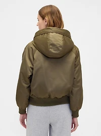 Faux Fur-Lined Satin Jacket