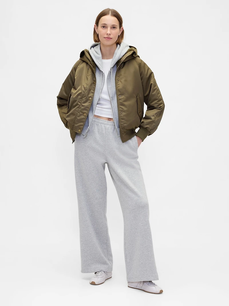 Faux Fur-Lined Satin Jacket