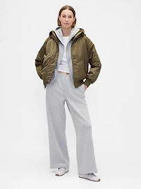 Faux Fur-Lined Satin Jacket