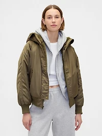 Faux Fur-Lined Satin Jacket