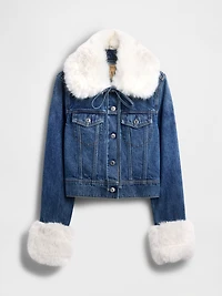 Gap × Sandy Liang Vegan Fur Crop Denim Jacket
