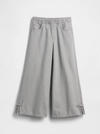 Kids Low Rise Bow Split-Hem Baggy Jeans