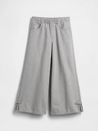 Kids Low Rise Bow Split-Hem Baggy Jeans