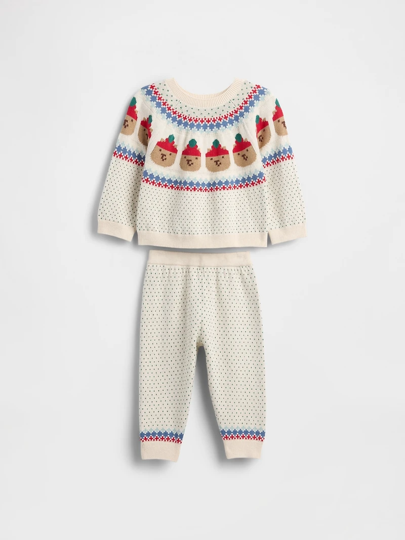 Baby Bear Fair Isle Sweater Outfit Set