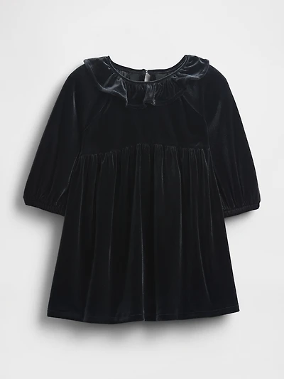 Baby & Toddler Velour Ruffle Collar Dress