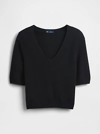 CashSoft Elbow Sleeve Crop Sweater