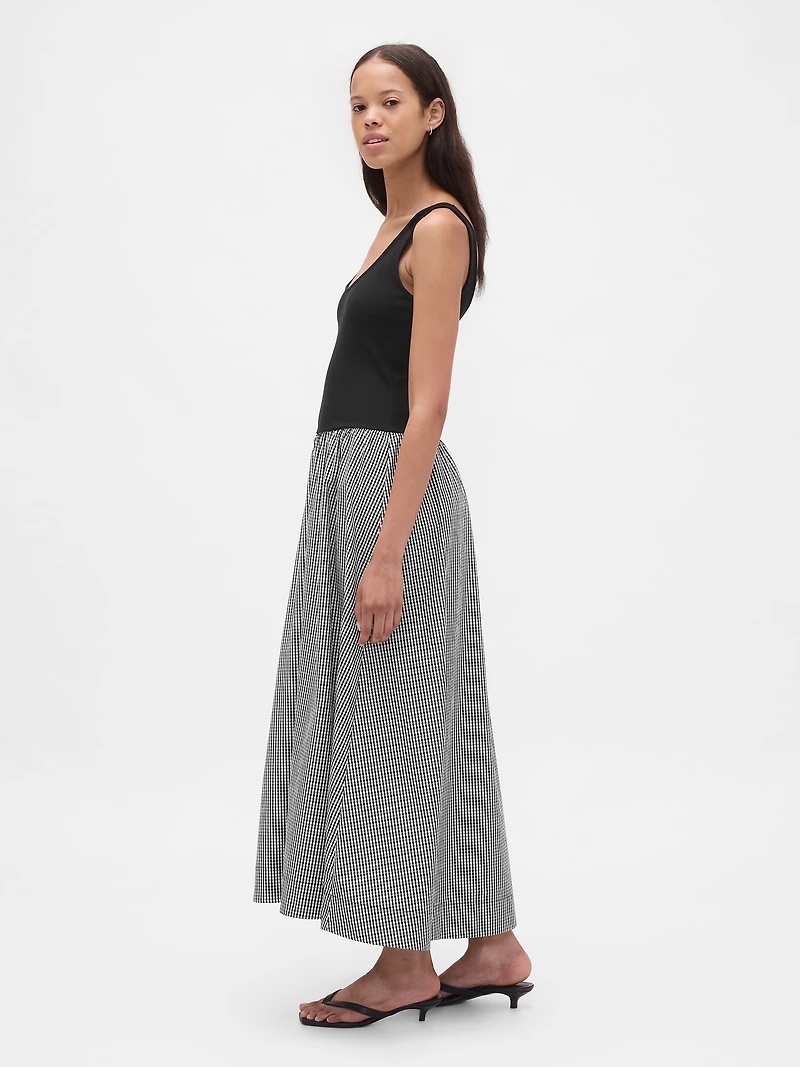Mixed Media Drop-Waist Maxi Dress