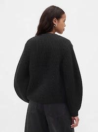 Barrel-Sleeve Cardigan Sweater