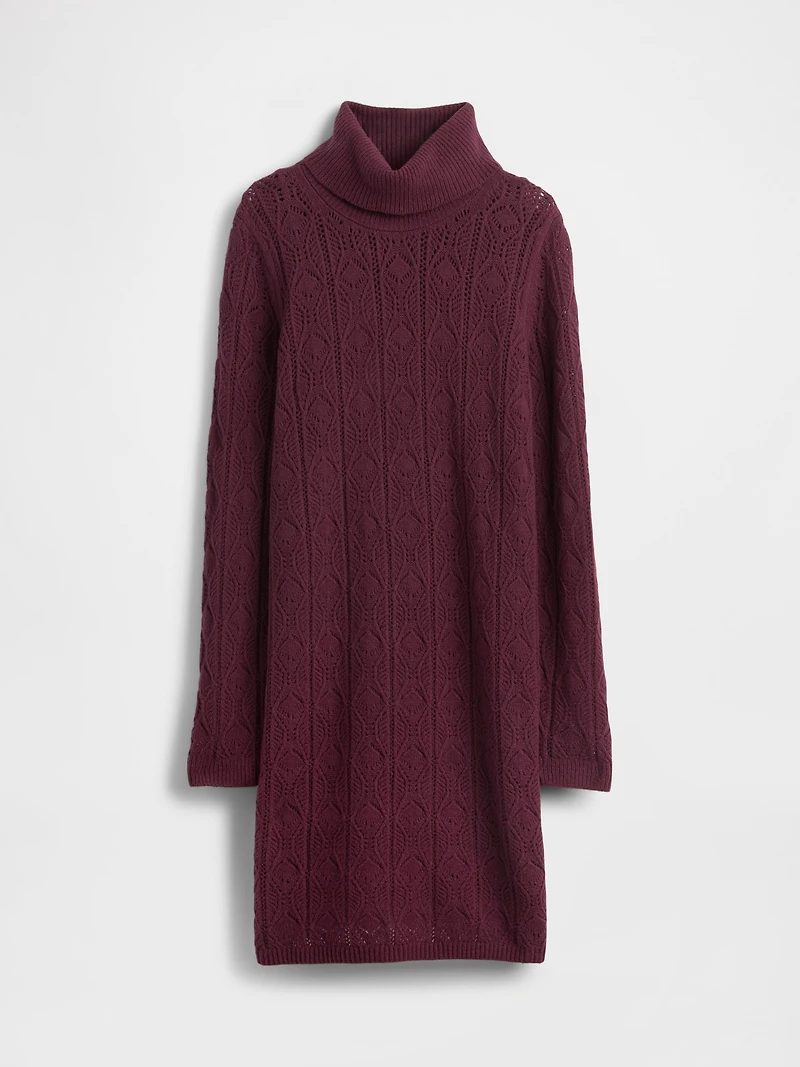 CashSoft Pointelle Turtleneck Sweater Dress