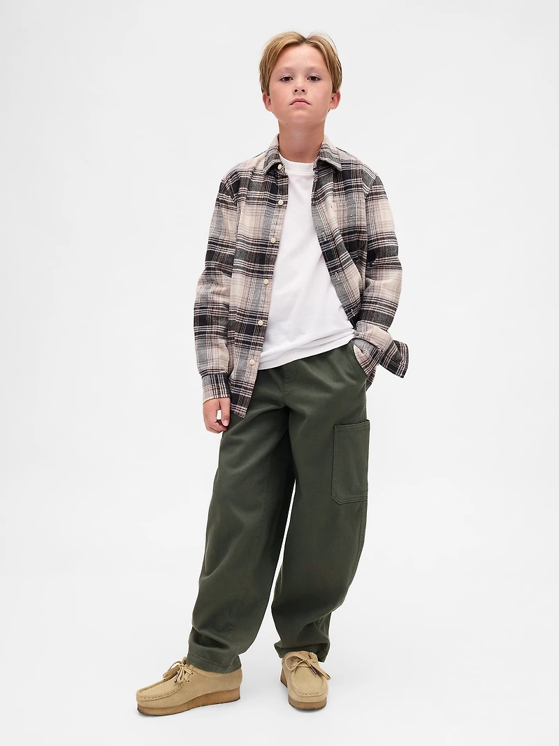 Kids Brushed Cargo Baggy Taper Pants