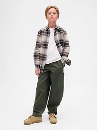 Kids Brushed Cargo Baggy Taper Pants