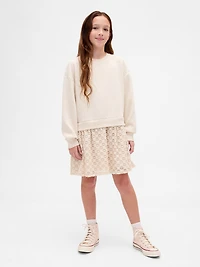 Kids Oversized Mixed Media Sweatshirt Dress