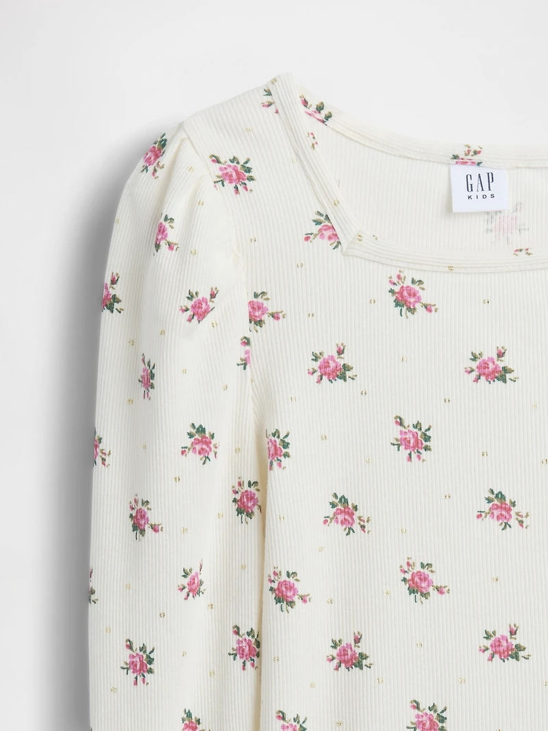 Kids Rib Puff-Sleeve Top