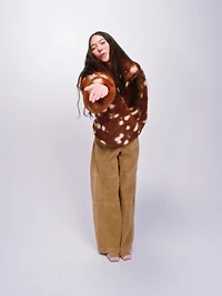 Gap × Sandy Liang Spotted Vegan Fur Half-Zip Pullover