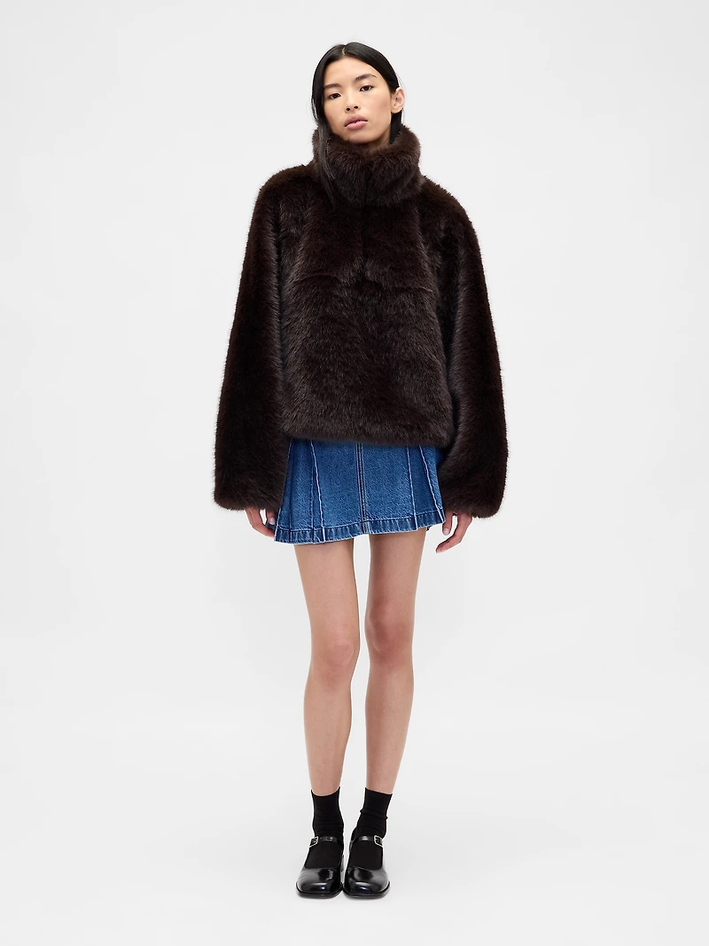 Gap × Sandy Liang Vegan Fur Half-Zip Pullover