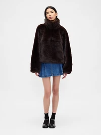 Gap × Sandy Liang Vegan Fur Half-Zip Pullover