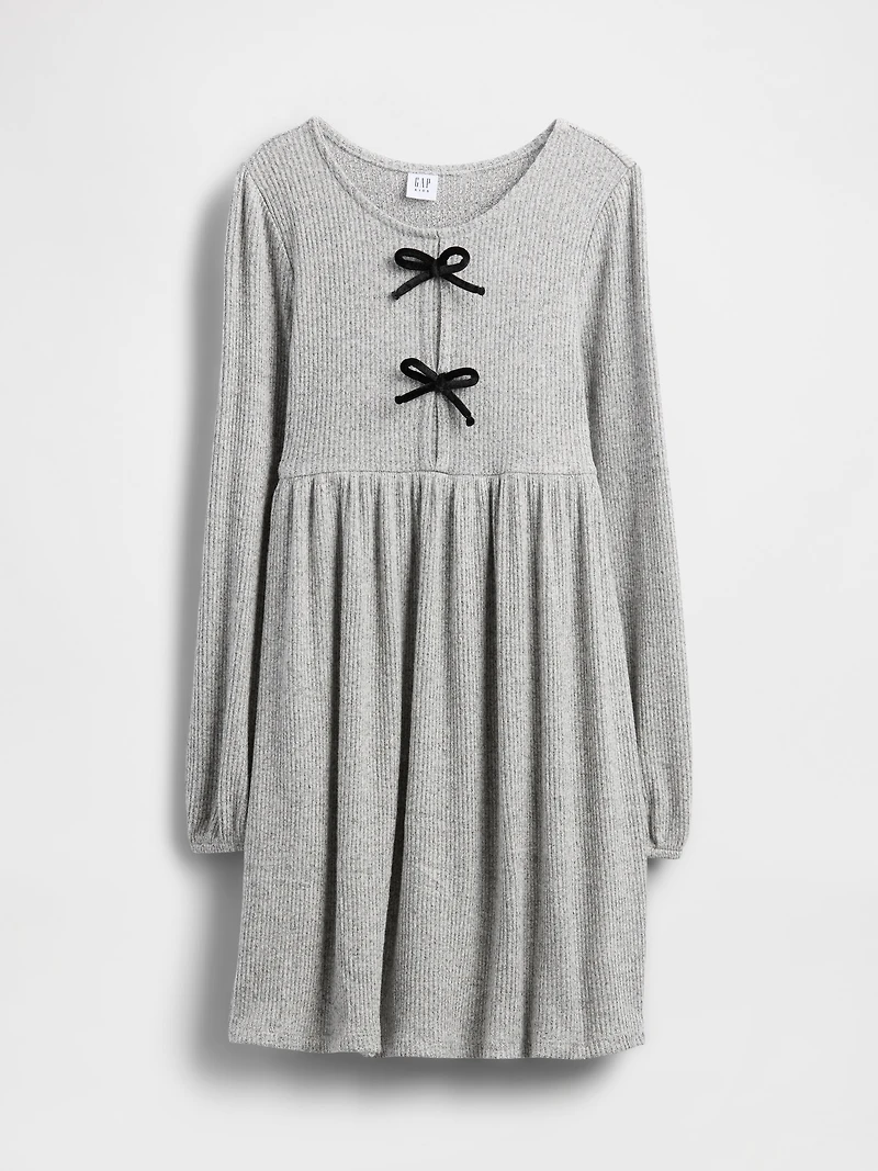 Kids Softspun Rib Bow-Front Dress