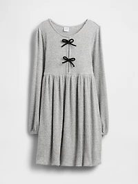 Kids Softspun Rib Bow-Front Dress