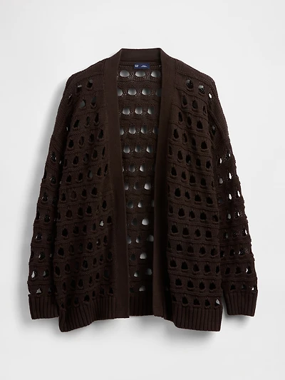 100% Cotton Oversized Pointelle Cardigan