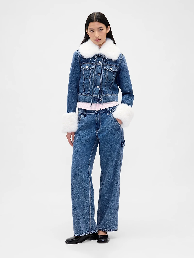 Gap × Sandy Liang Vegan Fur Crop Denim Jacket